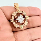 Dije Brujula Estrella Cardinal 17.9gr / 4.2cm / Tres Oros 18K $