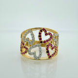 Anillo Lluvia De Corazones 3.8gr / T6 1/4 / Dos Oros Amarillo Blanco 18K