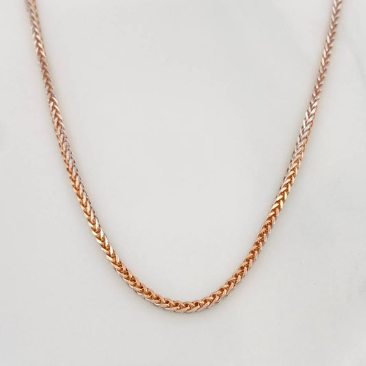 Cadena Franco 2.55g / 60cm / 1.4mm Dos Oros Blanco Rosa 18K