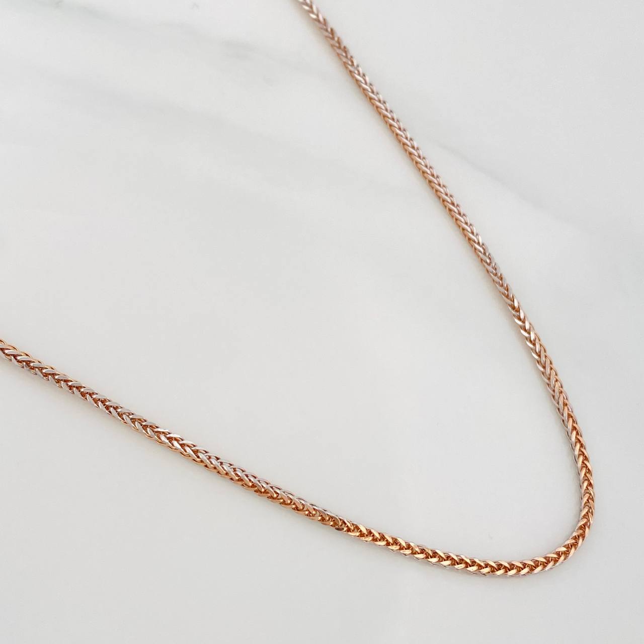 Cadena Franco 2.55g / 60cm / 1.4mm Dos Oros Blanco Rosa 18K