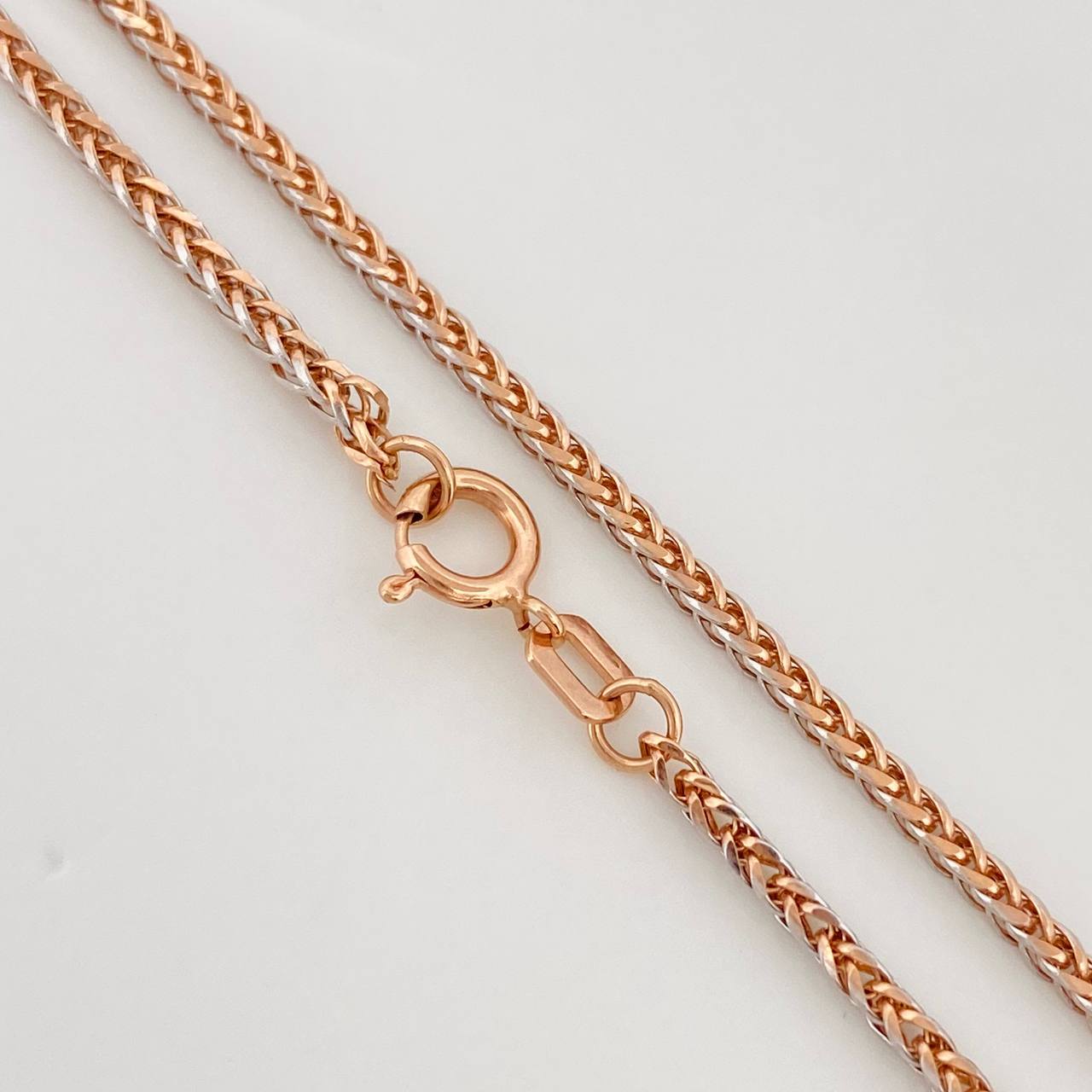 Cadena Franco 2.55g / 60cm / 1.4mm Dos Oros Blanco Rosa 18K