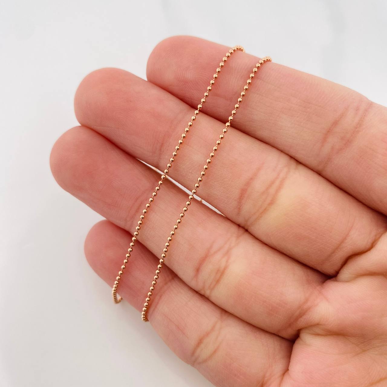 Cadena Mini Militar 2.4g / 60cm / 1mm Oro Rosa 18K