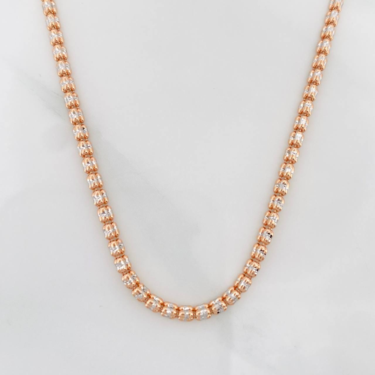 Cadena Ice 12.6g / 55cm / 2.42mm Dos Oros Blanco Rosa 18K