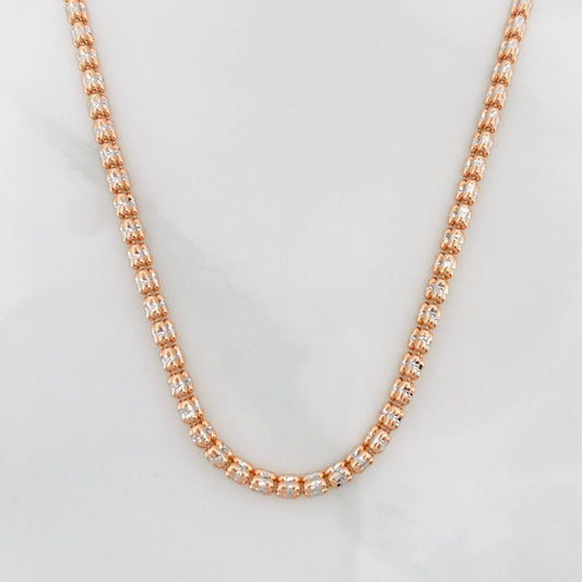 Cadena Ice 12.6g / 55cm / 2.42mm Dos Oros Blanco Rosa 18K