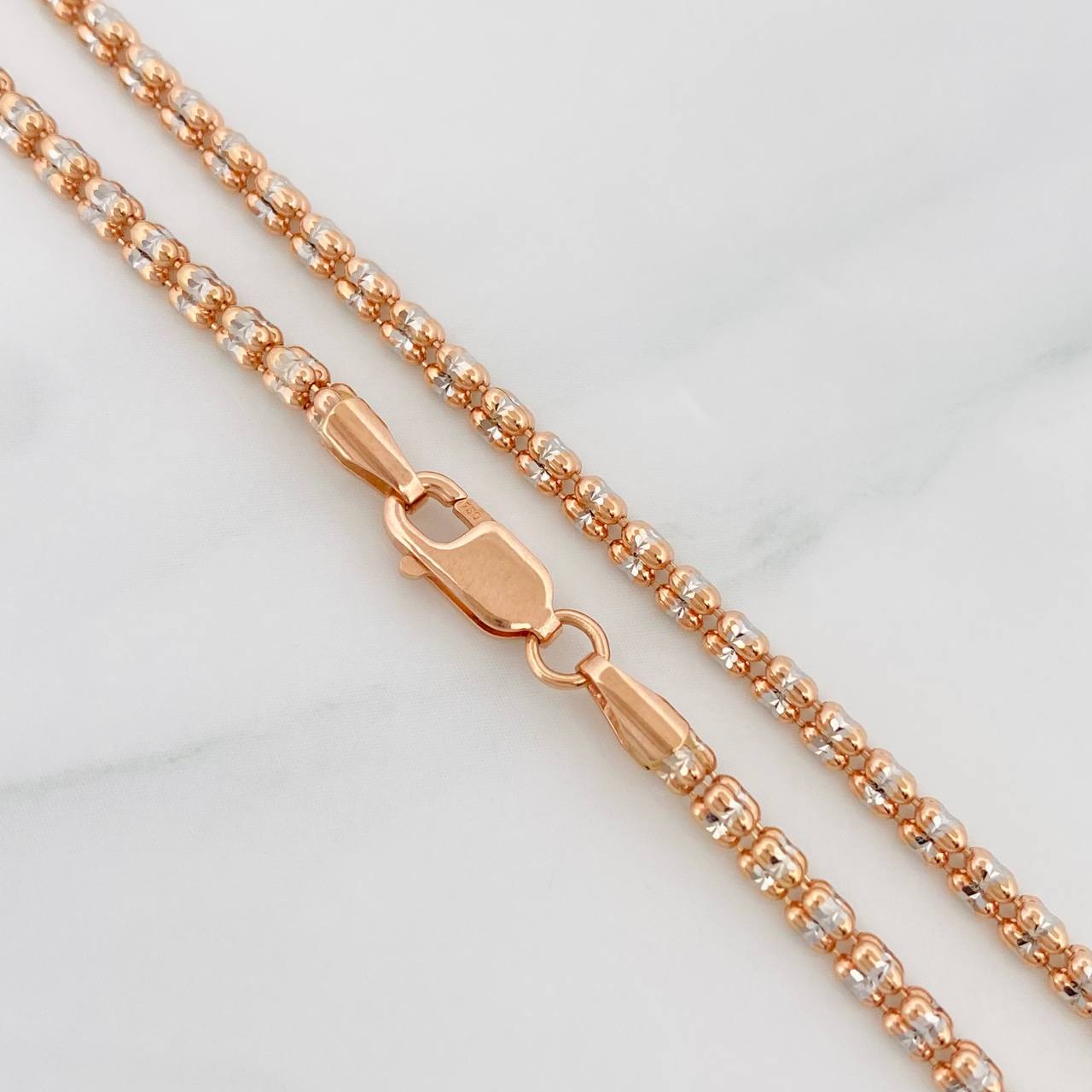 Cadena Ice 12.6g / 55cm / 2.42mm Dos Oros Blanco Rosa 18K