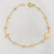 Pulso Modulable Denario Virgen Milagrosa Cruz 1.95g / 17cm - 17.4cm / 3mm Tres Oros 18K