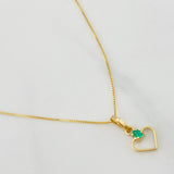 Set Cadena Veneciana + Dije Corazon Esmeralda 0.02pts / 1.3g / 40cm Oro Amarillo 18K
