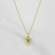 Set Cadena Veneciana + Dije Corazon Palpito Esmeralda 0.05pts / 1.5g / 40cm Oro Amarillo 18K