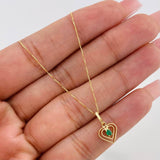 Set Cadena Veneciana + Dije Corazon Palpito Esmeralda 0.05pts / 1.5g / 40cm Oro Amarillo 18K