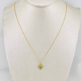 Set Cadena Veneciana + Dije Corazon Palpito Esmeralda 0.05pts / 1.5g / 40cm Oro Amarillo 18K