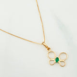 Set Cadena Veneciana + Dije Mariposa Esmeralda 0.06pts / 1.55g / 40.05cm Oro Amarillo 18K
