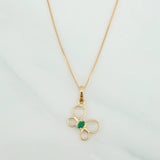 Set Cadena Veneciana + Dije Mariposa Esmeralda 0.06pts / 1.55g / 40.05cm Oro Amarillo 18K