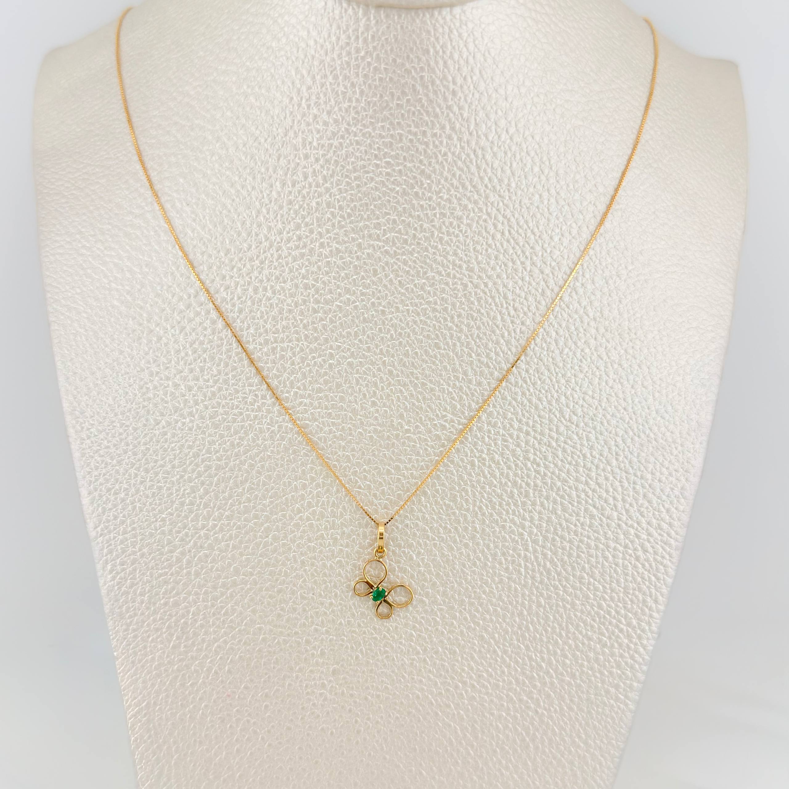 Set Cadena Veneciana + Dije Mariposa Esmeralda 0.06pts / 1.55g / 40.05cm Oro Amarillo 18K