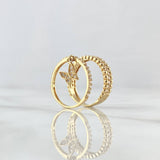 Anillo Pareja Mariposa Colgante 4.7gr / T7 / Circones Blancos Oro Amarillo 18K *