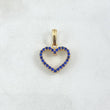 Dije Silueta Corazón 1.5gr / 1.9cm / Circones Blancos Azules Oro Amarillo 18K *