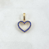 Dije Silueta Corazón 1.5gr / 1.9cm / Circones Blancos Azules Oro Amarillo 18K *