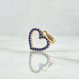Dije Silueta Corazón 1.5gr / 1.9cm / Circones Blancos Azules Oro Amarillo 18K *