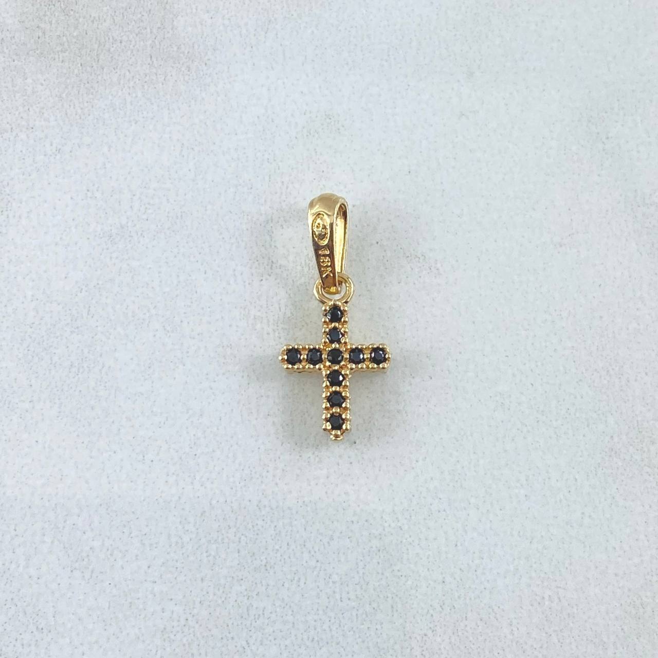 Dije Cruz  1gr / 1.8cm / Circones Blancos Negros Oro Amarillo 18K *