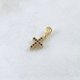 Dije Cruz  1gr / 1.8cm / Circones Blancos Negros Oro Amarillo 18K *
