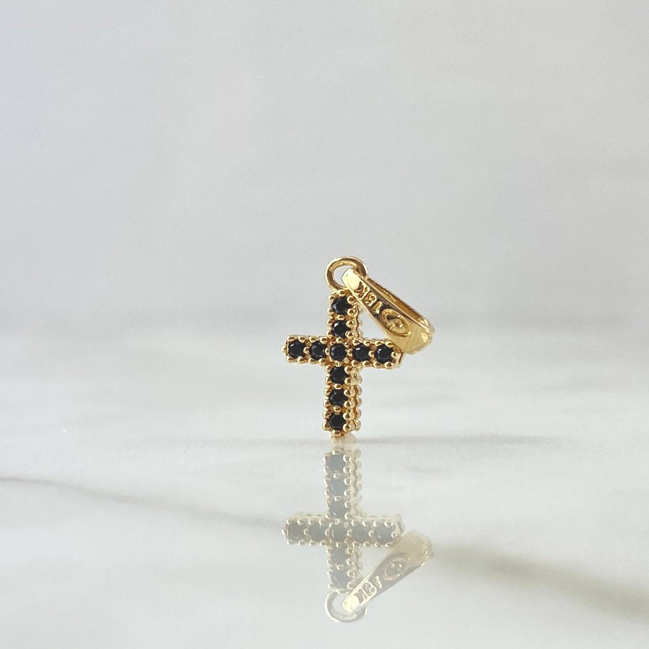 Dije Cruz  1gr / 1.8cm / Circones Blancos Negros Oro Amarillo 18K *
