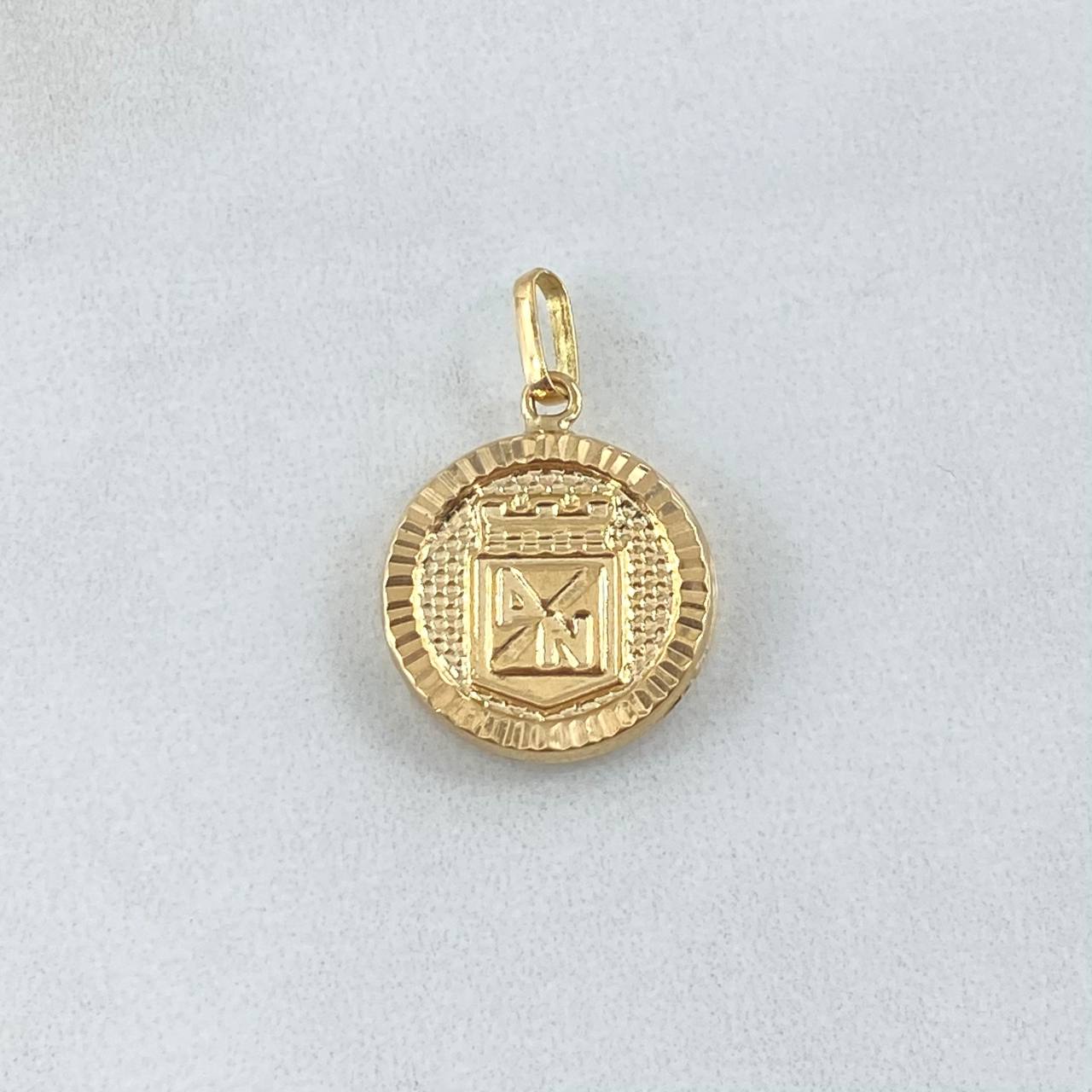 Dije Escudo Atletico Nacional 1.6gr / 2.4cm / Circulo Texturizado Oro Amarillo 18K *