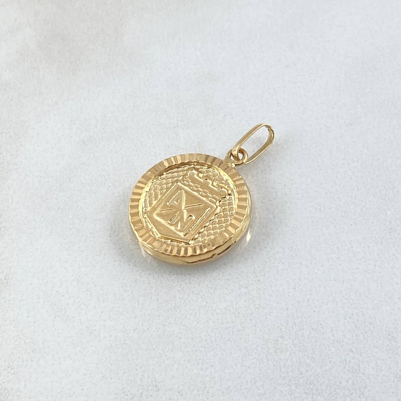 Dije Escudo Atletico Nacional 1.6gr / 2.4cm / Circulo Texturizado Oro Amarillo 18K *