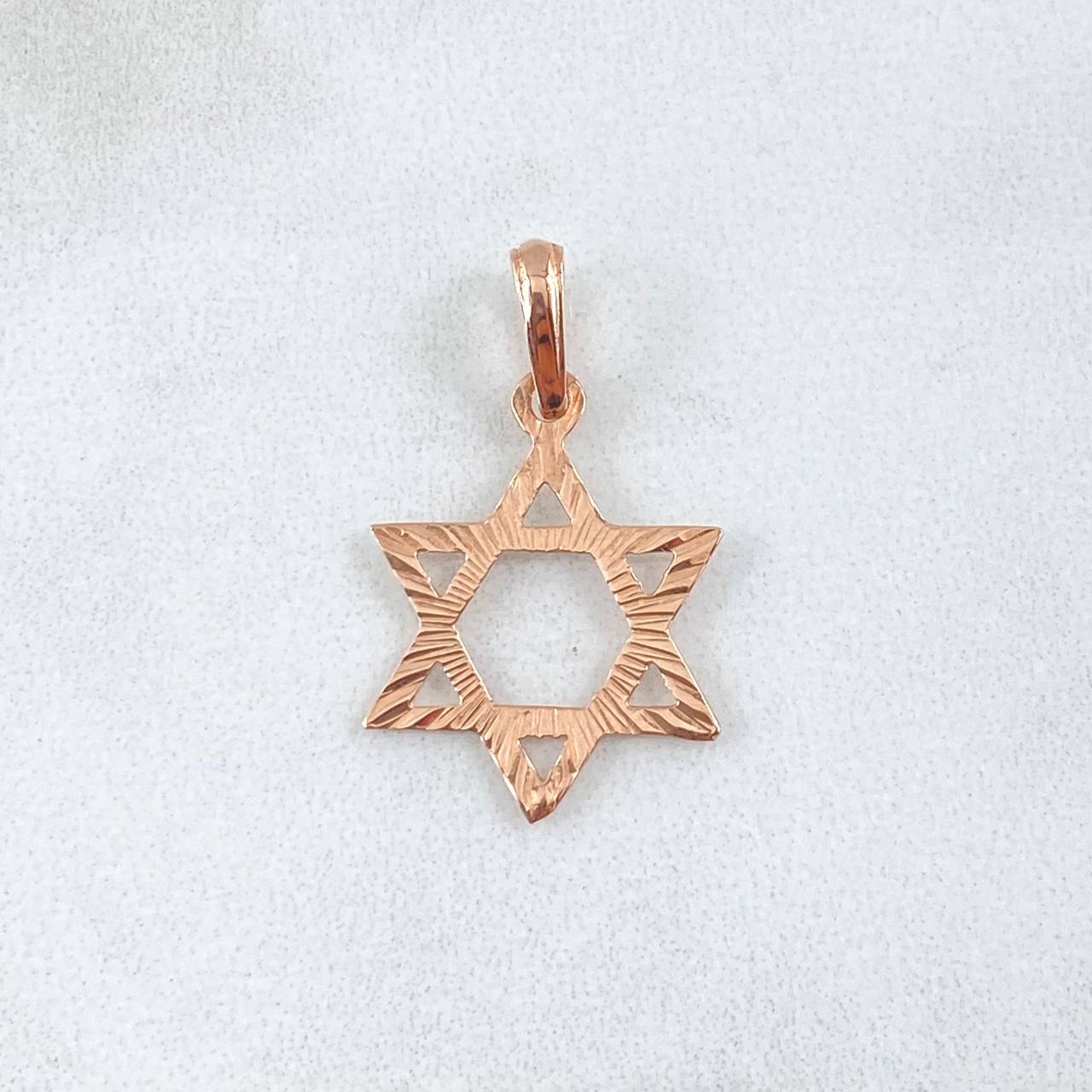 Dije Estrella De David 1.8gr / 3.3cm / Diamantada Lisa Oro Rosa 18K *