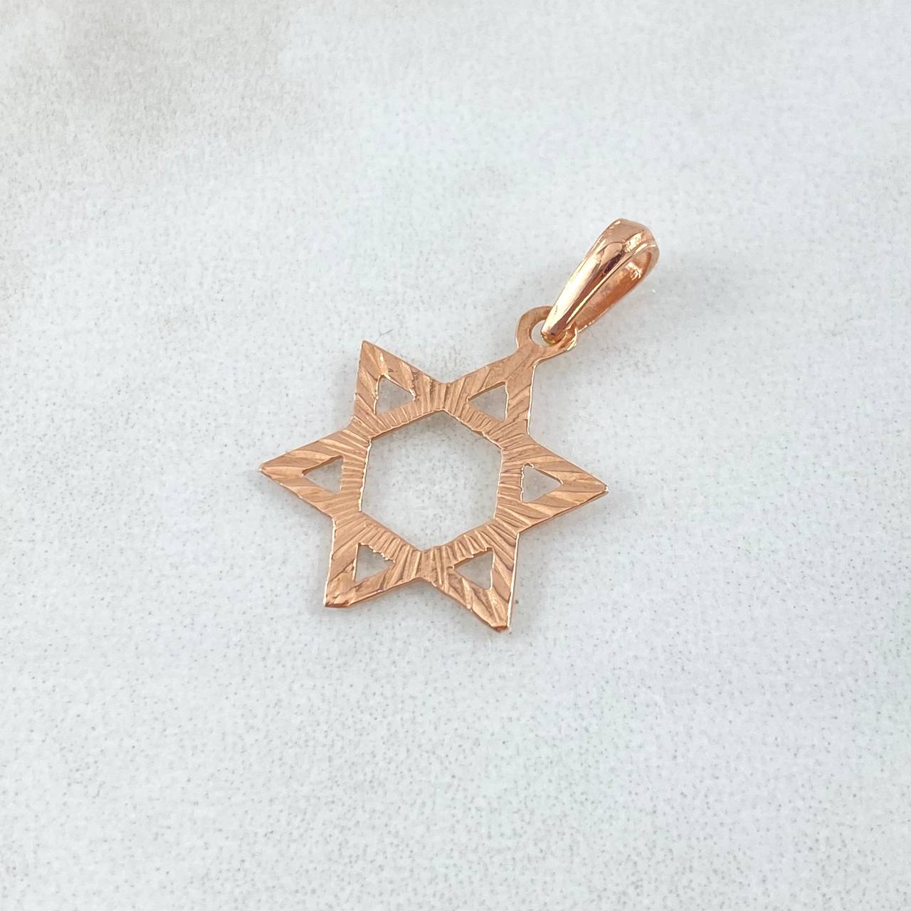 Dije Estrella De David 1.8gr / 3.3cm / Diamantada Lisa Oro Rosa 18K *