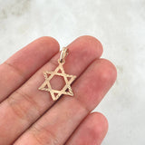 Dije Estrella De David 0.8gr / 2.5cm / Diamantada Oro Rosa 18K *