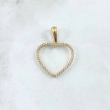 Dije Silueta Corazón 1.75gr / 3cm / Circones Blancos Oro Amarillo 18K *
