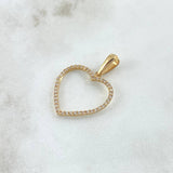 Dije Silueta Corazón 1.75gr / 3cm / Circones Blancos Oro Amarillo 18K *