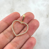 Dije Silueta Corazón 1.75gr / 3cm / Circones Blancos Oro Amarillo 18K *