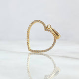 Dije Silueta Corazón 1.75gr / 3cm / Circones Blancos Oro Amarillo 18K *