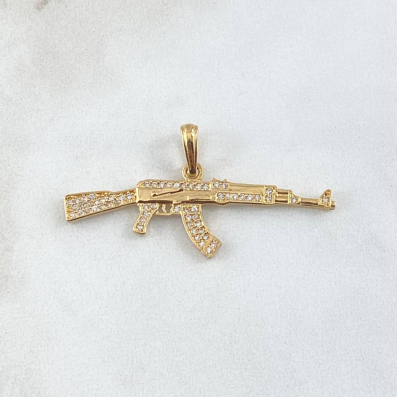 Dije Arma 3.45gr / 4.3cm / Circones Blancos Oro Amarillo 18K *