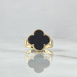 Anillo Trebol VCyA 3.5gr / T6 1/4 / 14.6mm Onix Negro Punteado Oro Amarillo Nac.Esp. 18K *
