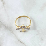 Anillo Avión 2.45gr / T8 1/4 / Circones Blancos Oro Amarillo 18K *