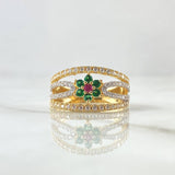 Anillo Flor En Lazos 4.6gr / T7 1/4 / Circones Blancos Fucsia Verde Oro Amarillo 18K *