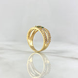 Anillo Flor En Lazos 4.6gr / T7 1/4 / Circones Blancos Fucsia Verde Oro Amarillo 18K *