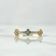 Anillo Trio De Flores 2gr / T7 / Circones Blancos Azul Celeste Oro Amarillo 18K *