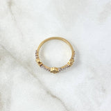 Anillo Trio De Flores 2gr / T7 / Circones Blancos Azul Celeste Oro Amarillo 18K *
