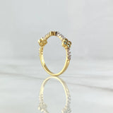 Anillo Trio De Flores 2gr / T7 / Circones Blancos Azul Celeste Oro Amarillo 18K *