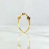 Anillo Trio De Flores 2.1gr / T7 1/2 / Circones Blancos Azul Verde Fucsia Oro Amarillo 18K *