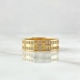 Anillo T Doble 5.25gr / T6 3/4 / Circones Blancos Oro Amarillo 18K *