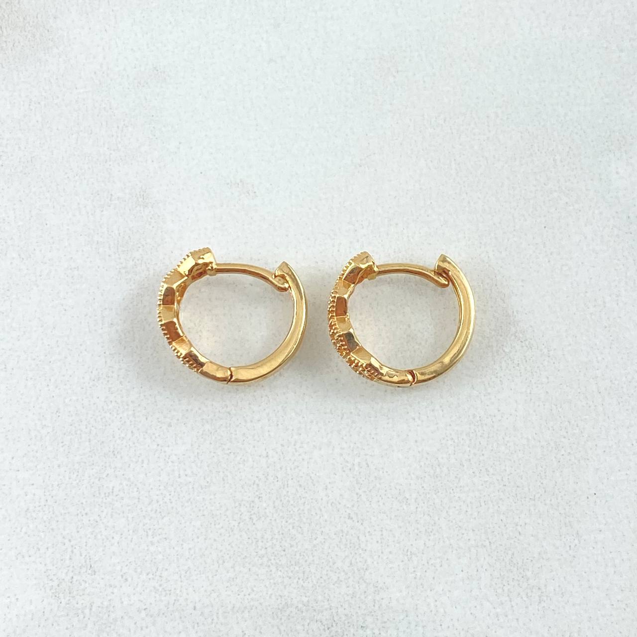 Candongas Panal 2.2gr / Circones Blancos Oro Amarillo 18K *
