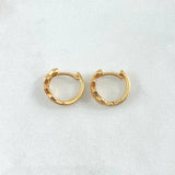 Candongas Panal 2.2gr / Circones Blancos Oro Amarillo 18K *
