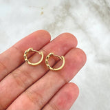 Candongas Panal 2.2gr / Circones Blancos Oro Amarillo 18K *