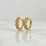 Candongas Panal 2.2gr / Circones Blancos Oro Amarillo 18K *