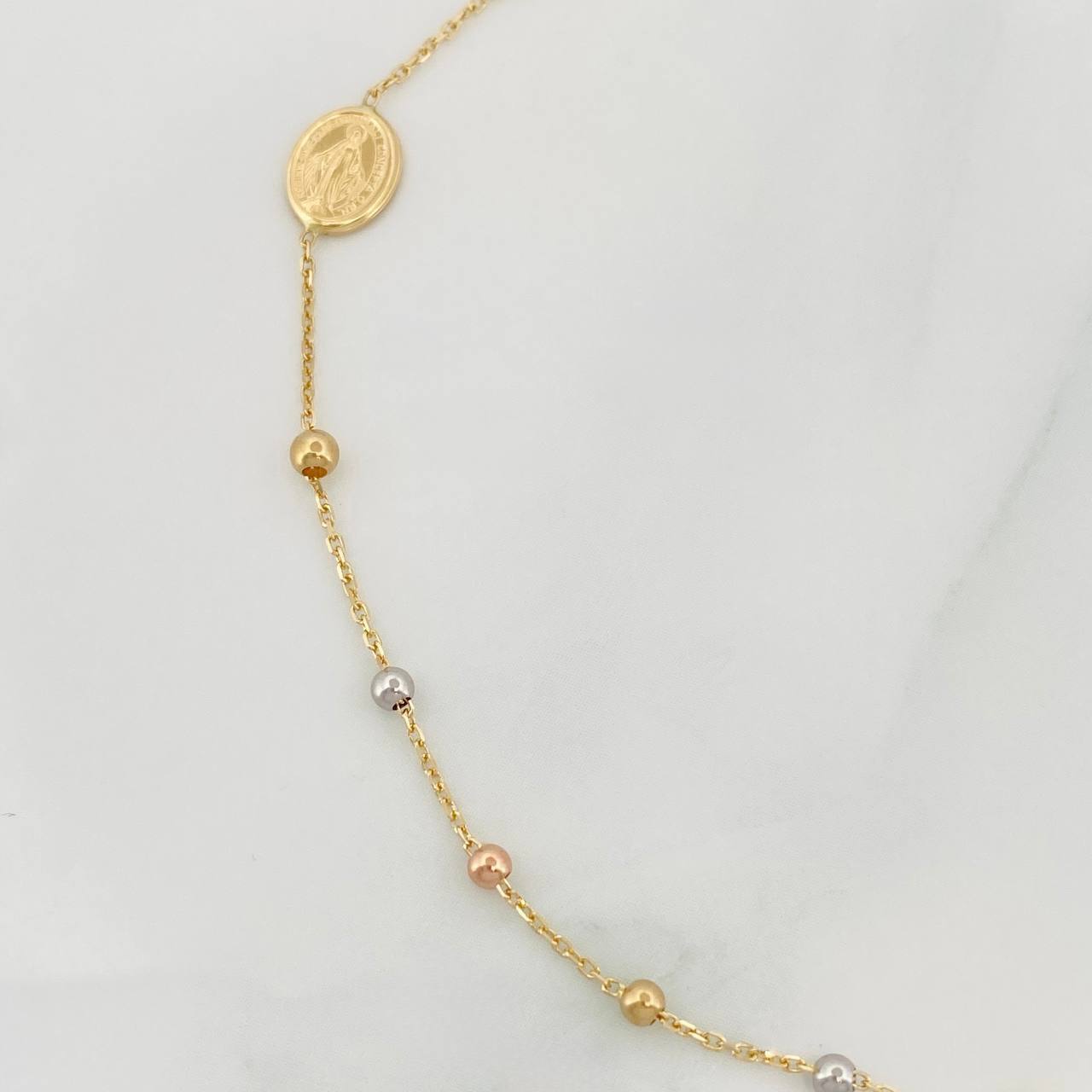 Pulso Modulable Denario Virgen Milagrosa 1.5g / 17cm - 16cm / 2mm Tres Oros 18K