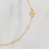 Pulso Denario Virgen Milagrosa Cruz 2.1g / 18cm / 3mm Oro Amarillo 18K