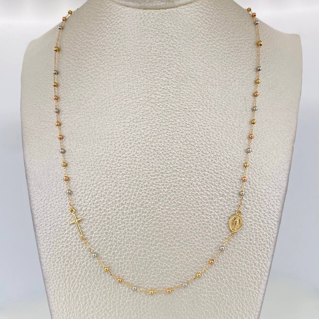 Cadena Denario Virgen Milagrosa 2.75g / 45cm / 2mm Tres Oros 18K